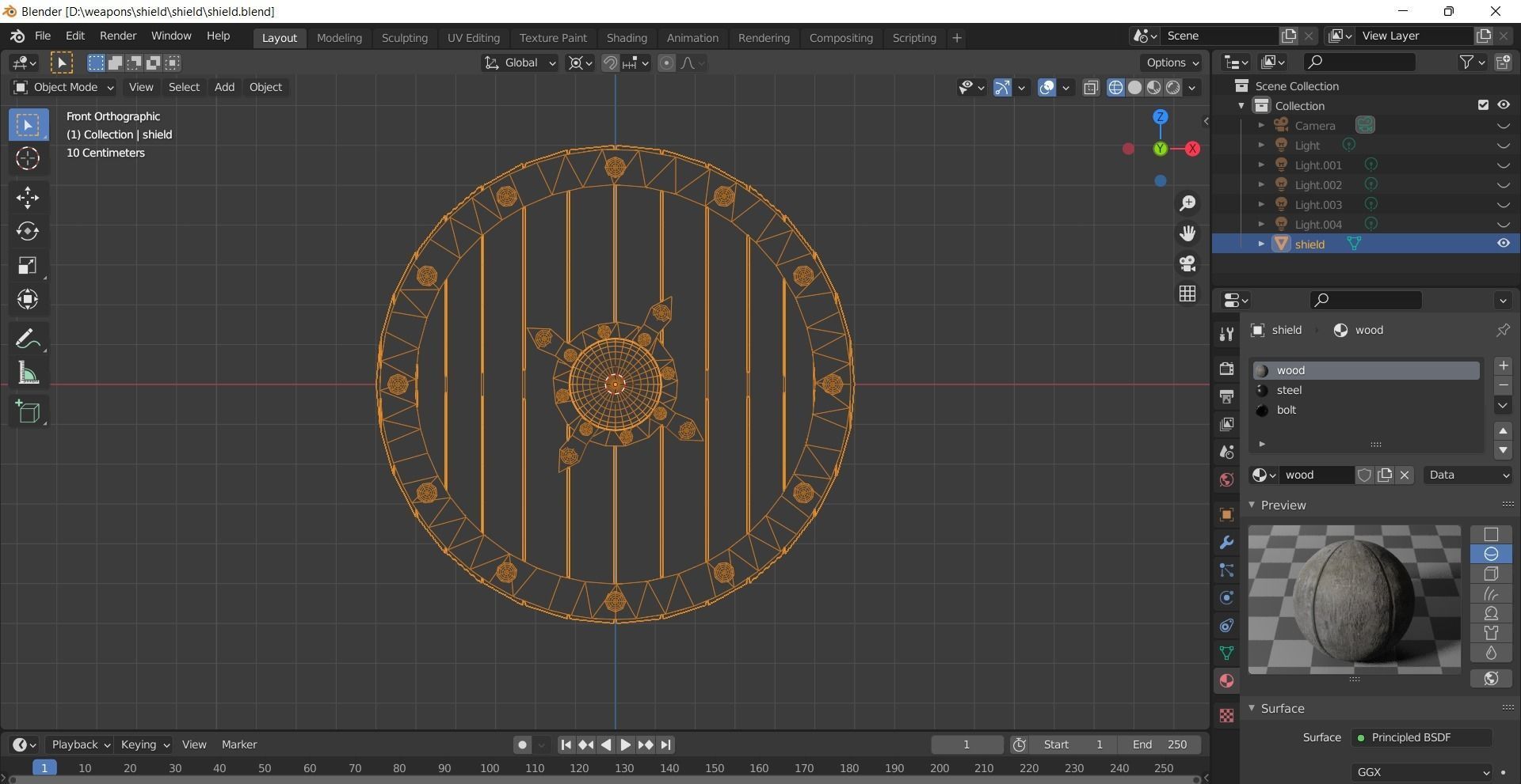 Realistic shield viking Low-poly 3D model_3