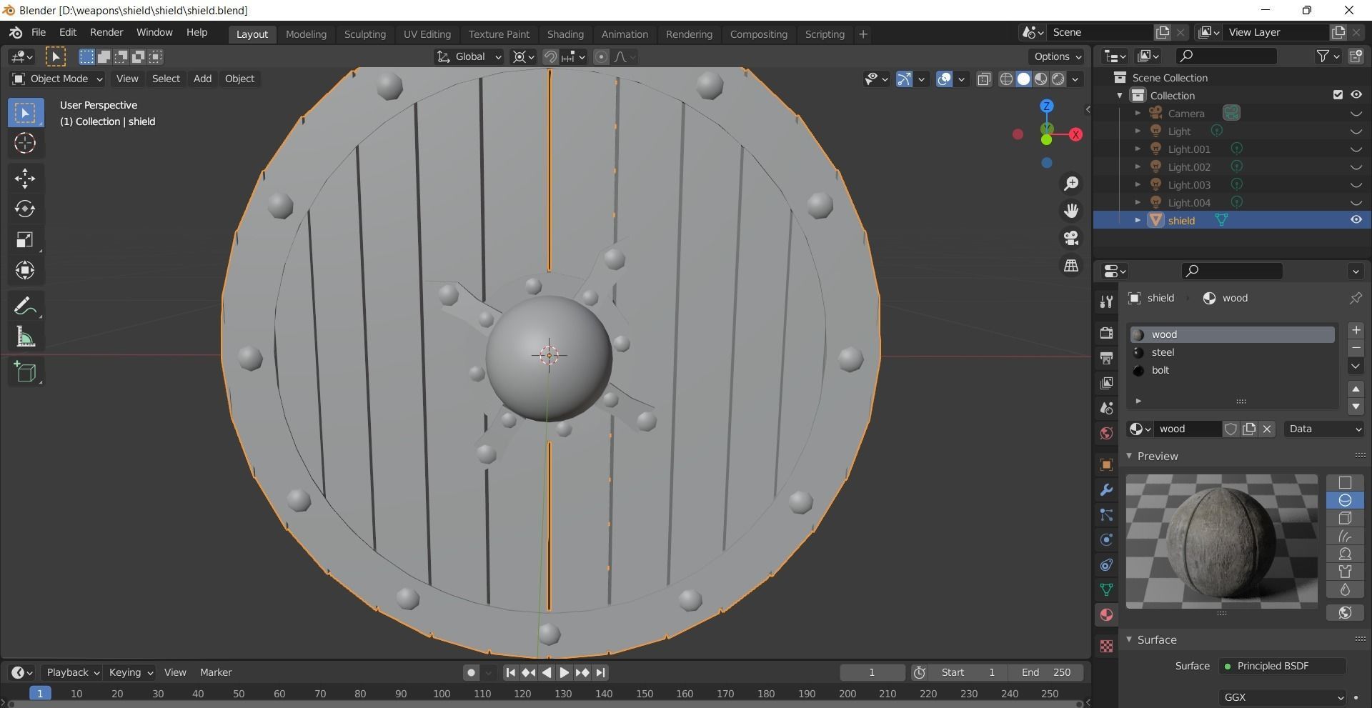 Realistic shield viking Low-poly 3D model_5