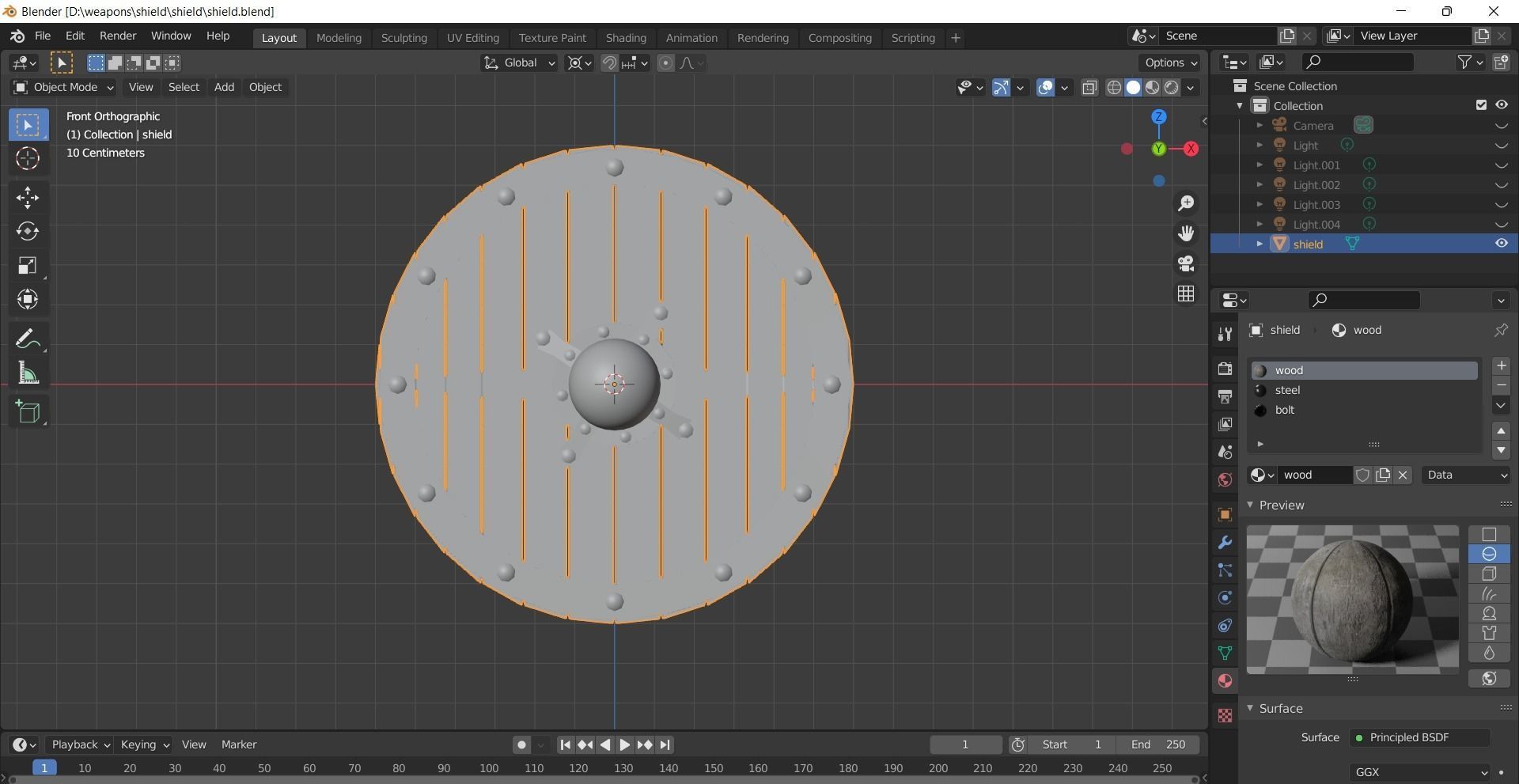 Realistic shield viking Low-poly 3D model_4