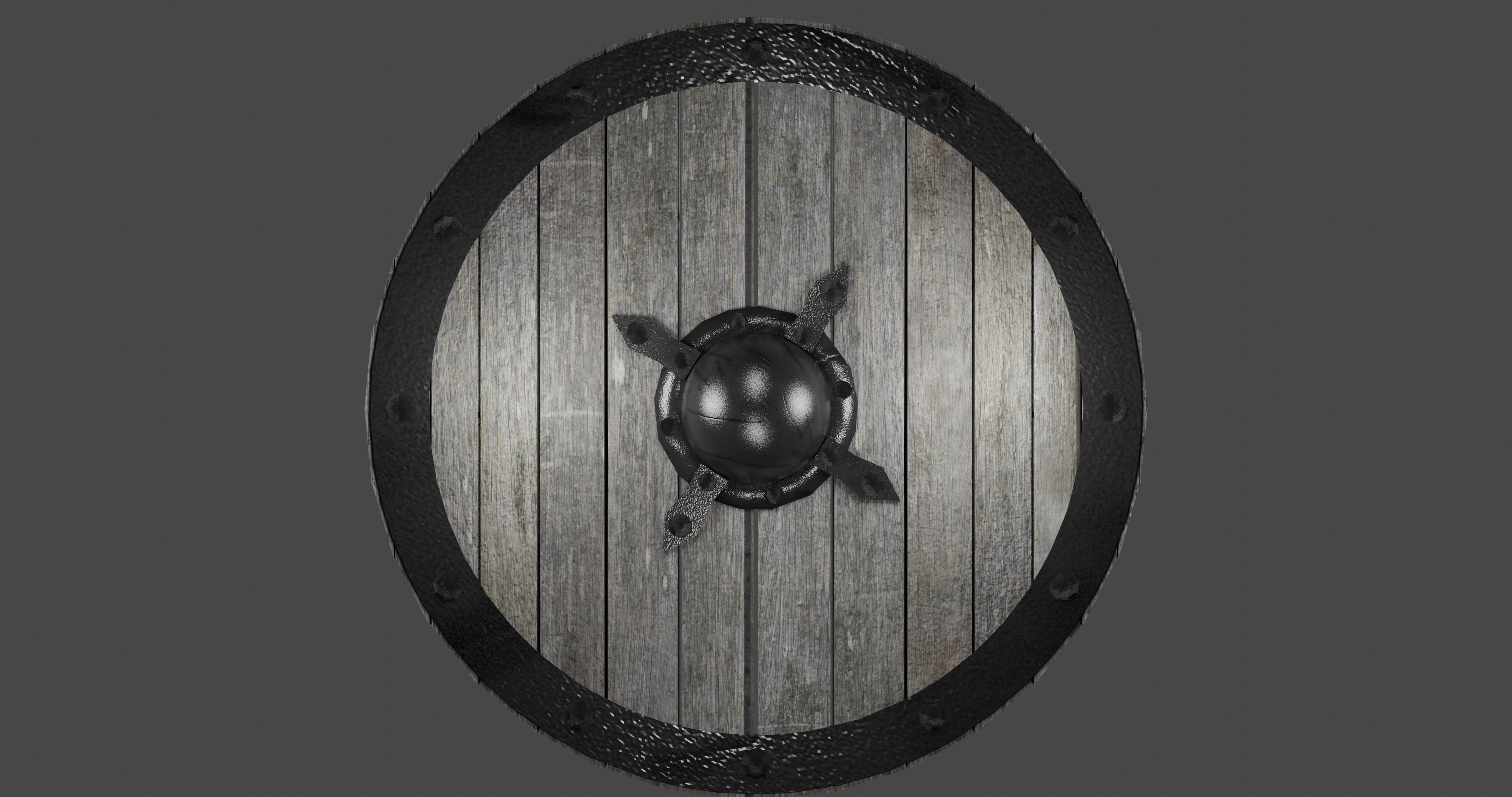 Realistic shield viking Low-poly 3D model_1