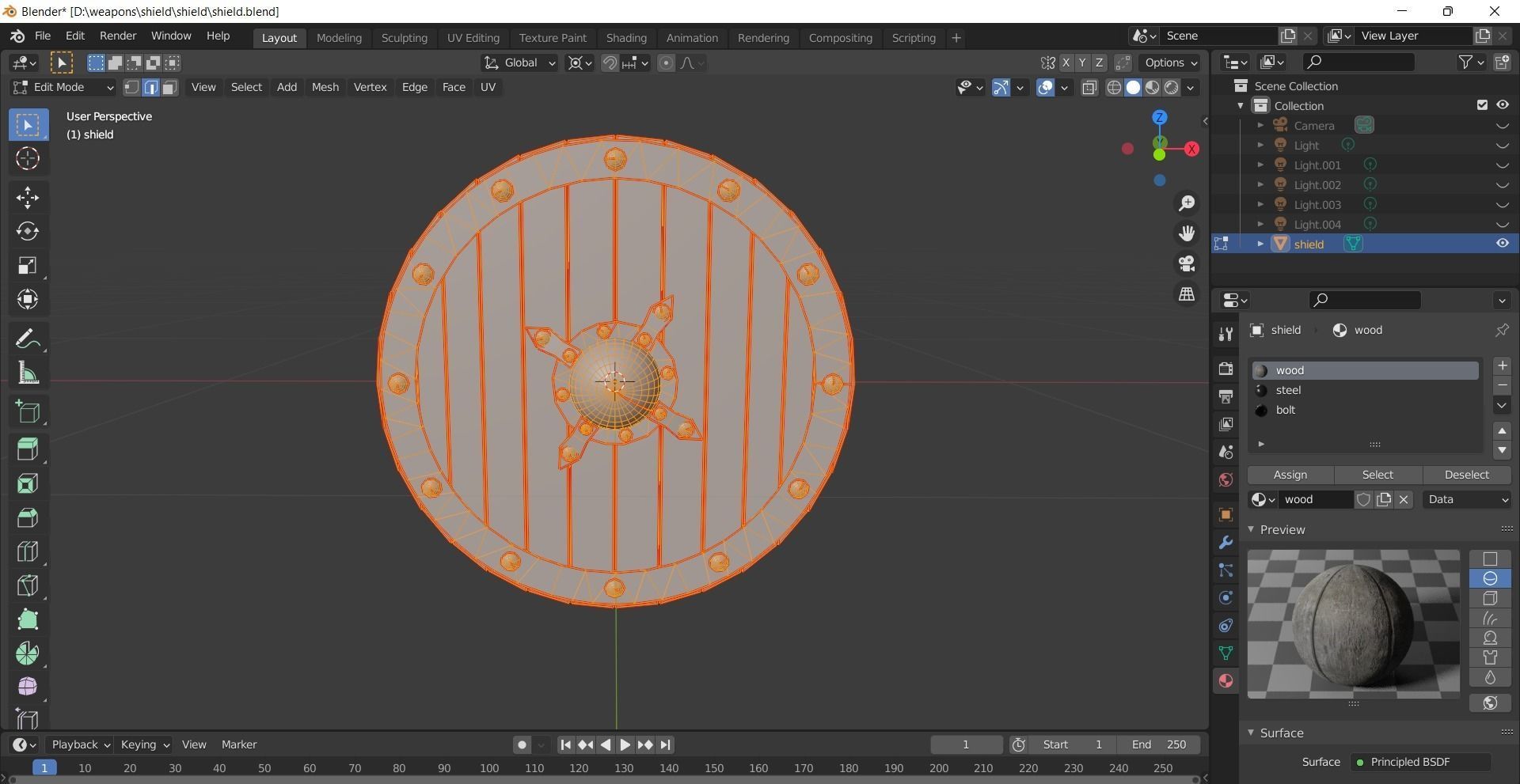 Realistic shield viking Low-poly 3D model_7