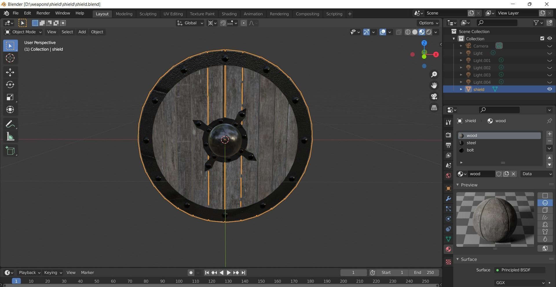 Realistic shield viking Low-poly 3D model_6