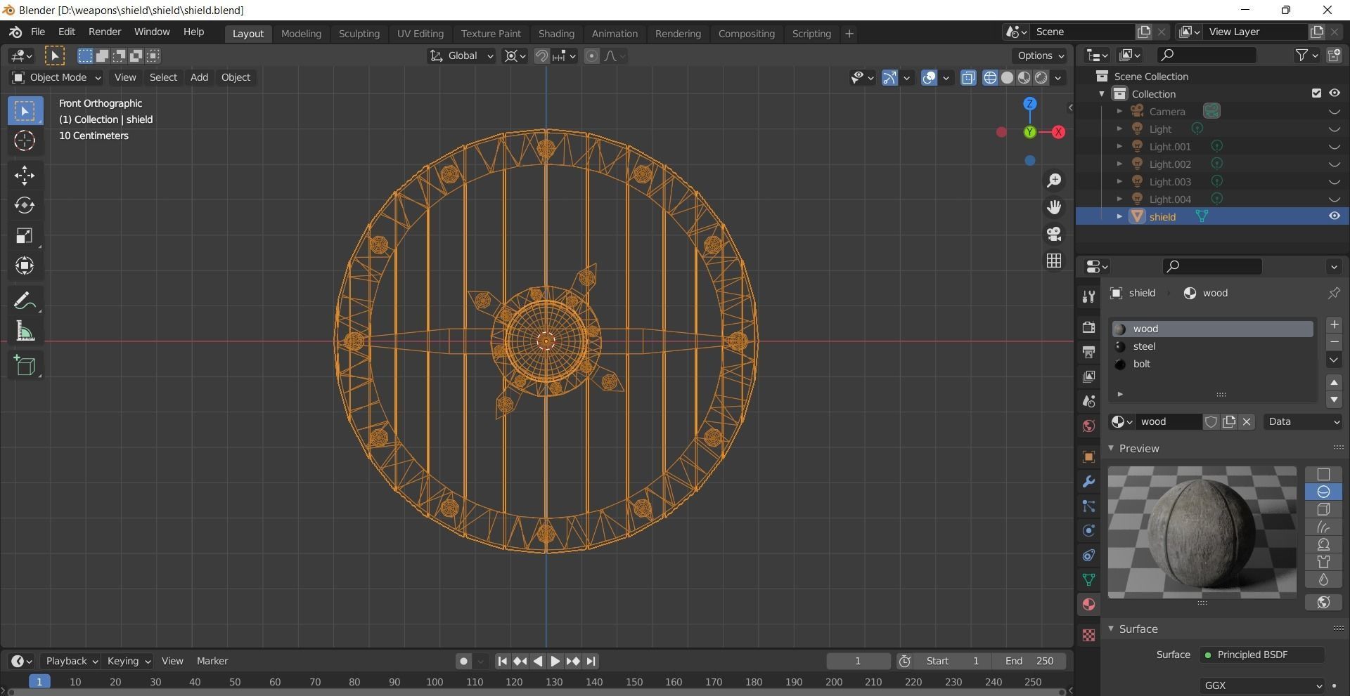 Realistic shield viking Low-poly 3D model_2