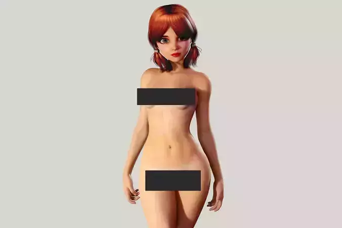 Naked Toon Girl Hentai Redhead - Fully Rigged 3D model