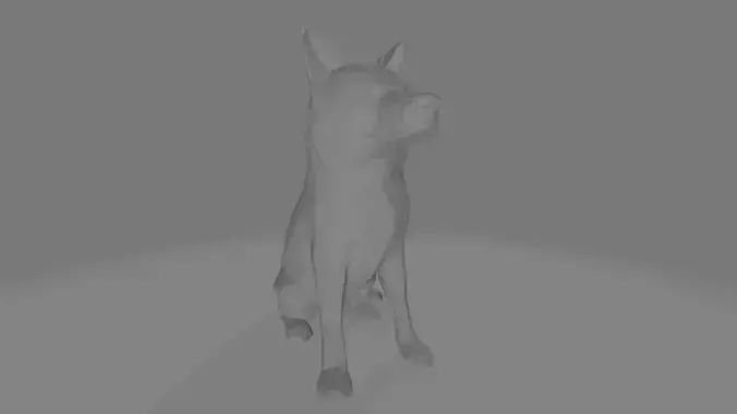 Akita Seated dog 3D print model - Low Poly 