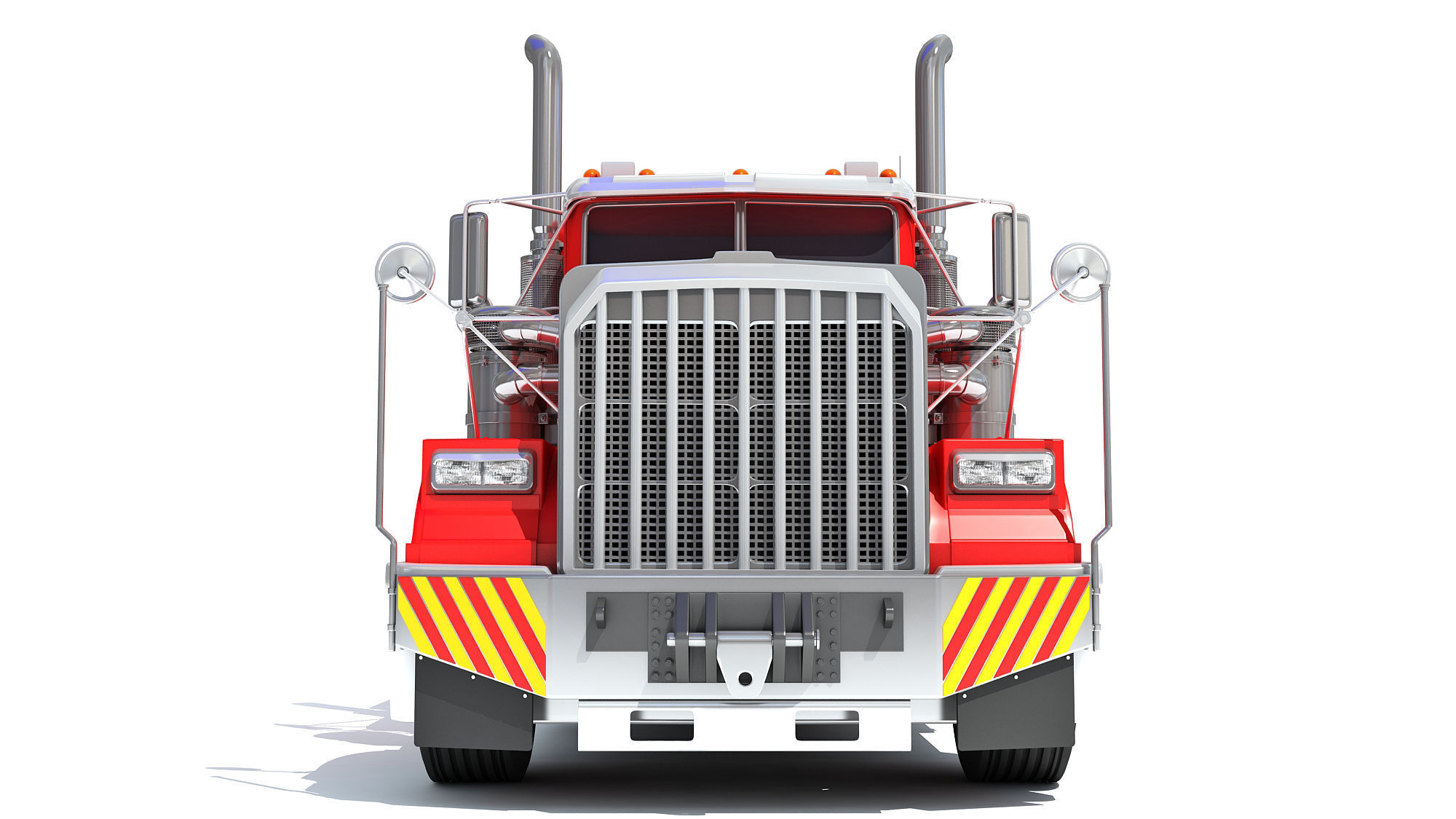 Semi Truck with Flatbed Trailer 3D model_10