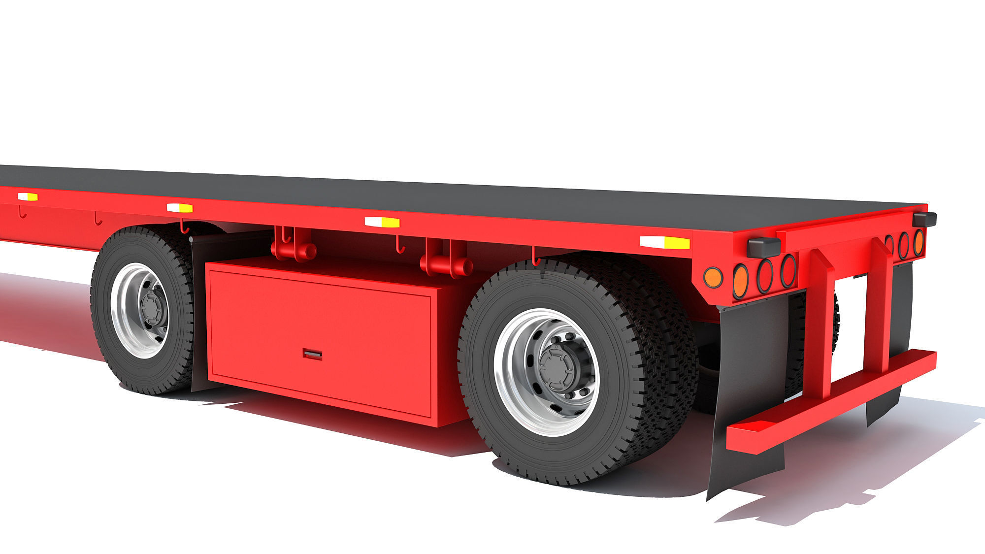 Semi Truck with Flatbed Trailer 3D model_16