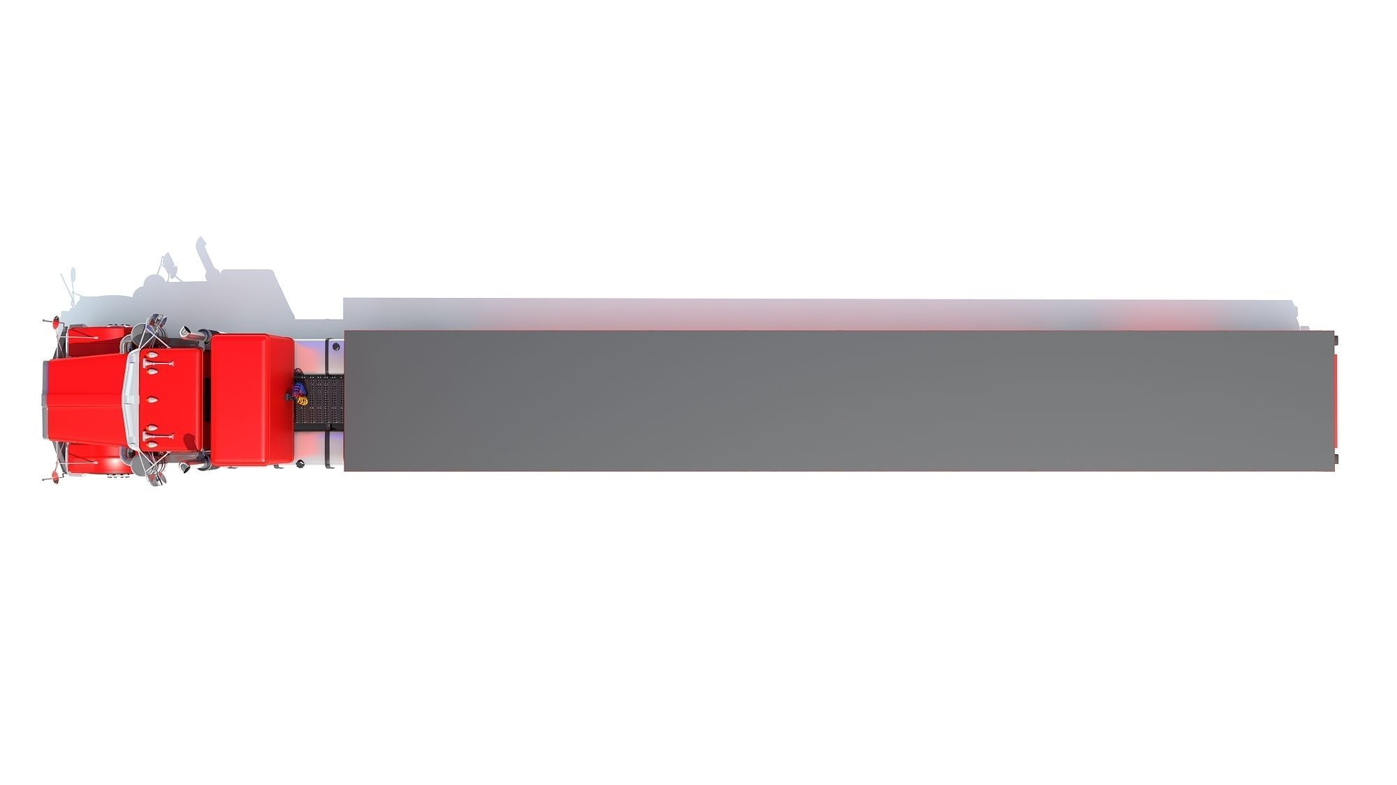 Semi Truck with Flatbed Trailer 3D model_12