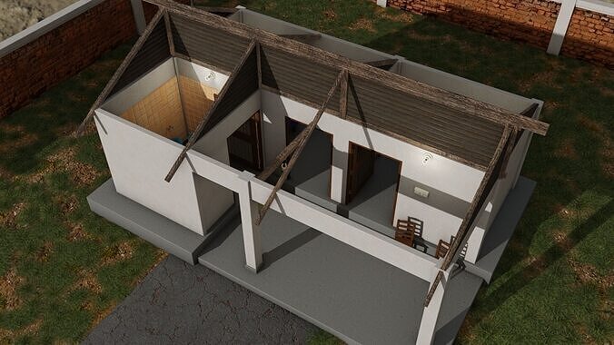 Rural Indian Small House Low-poly 3D model