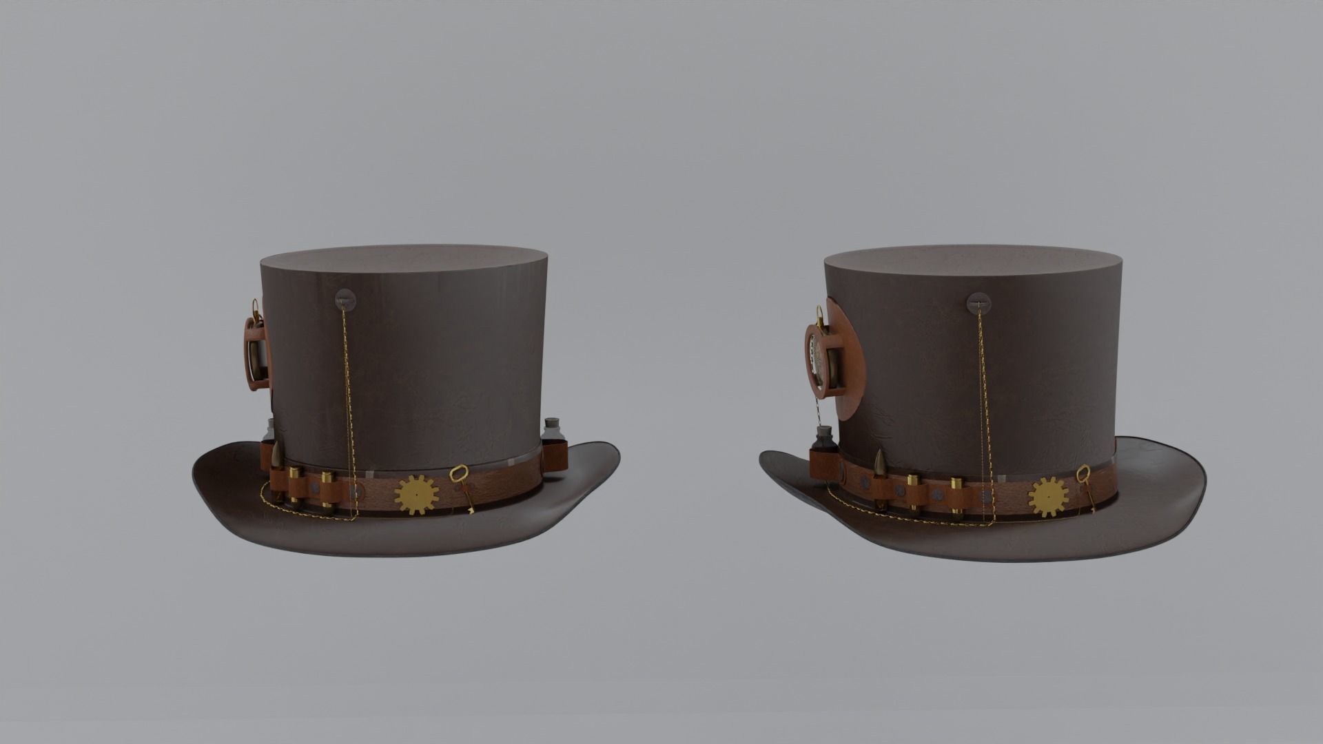 Top Hat Bullet Steampunk Low-poly 3D model_15
