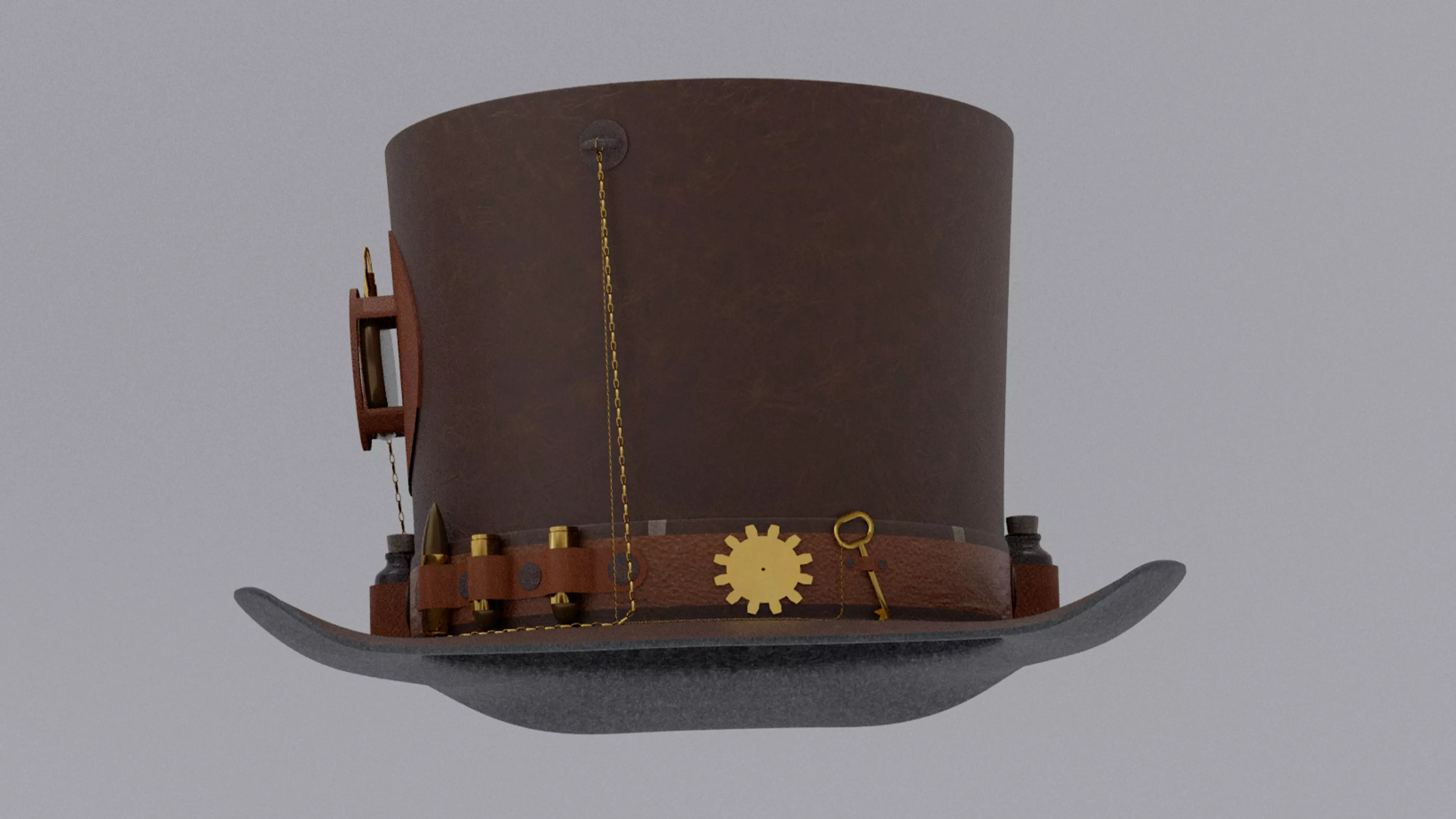 Top Hat Bullet Steampunk Low-poly 3D model_0