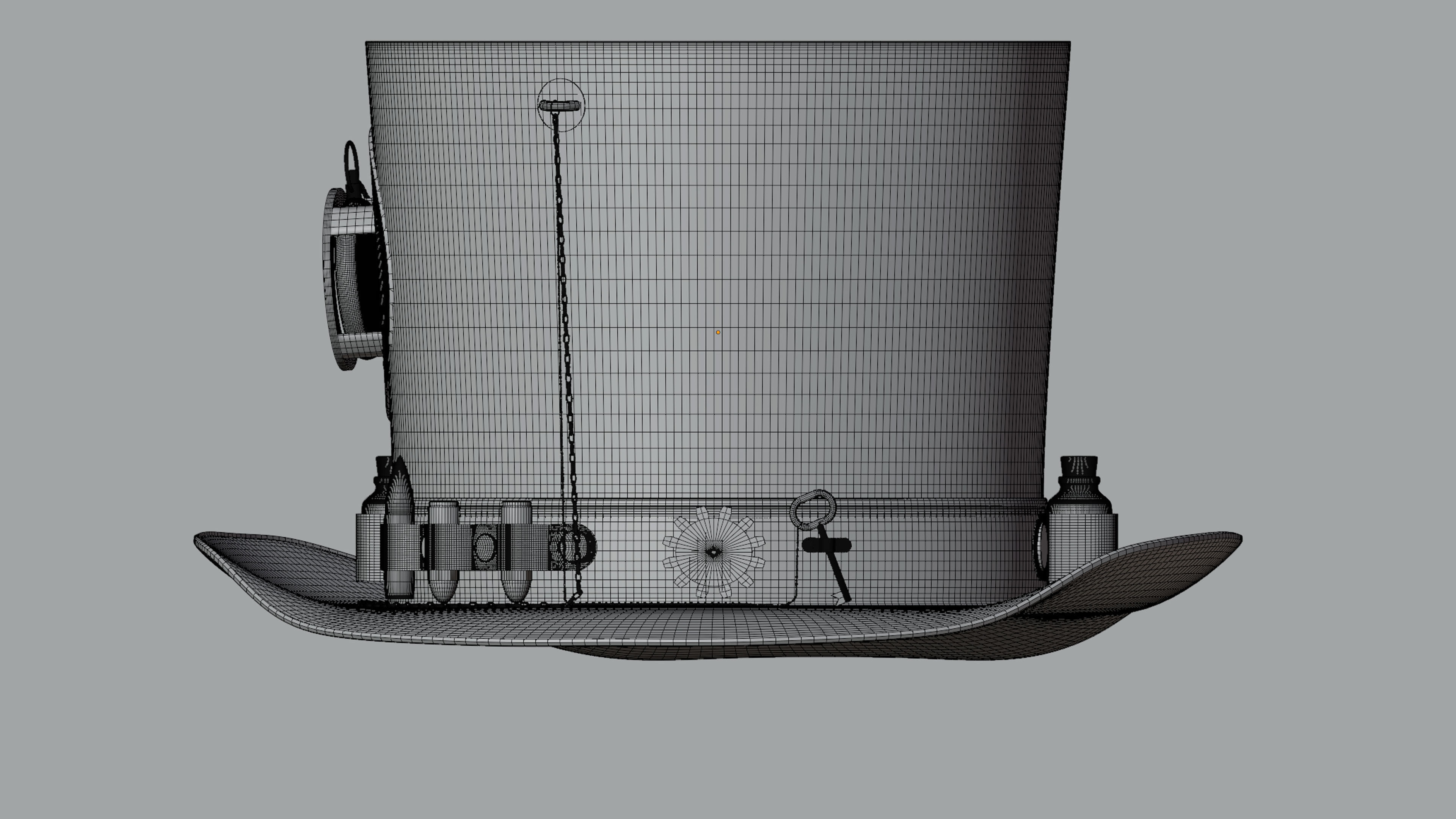 Top Hat Bullet Steampunk Low-poly 3D model_16