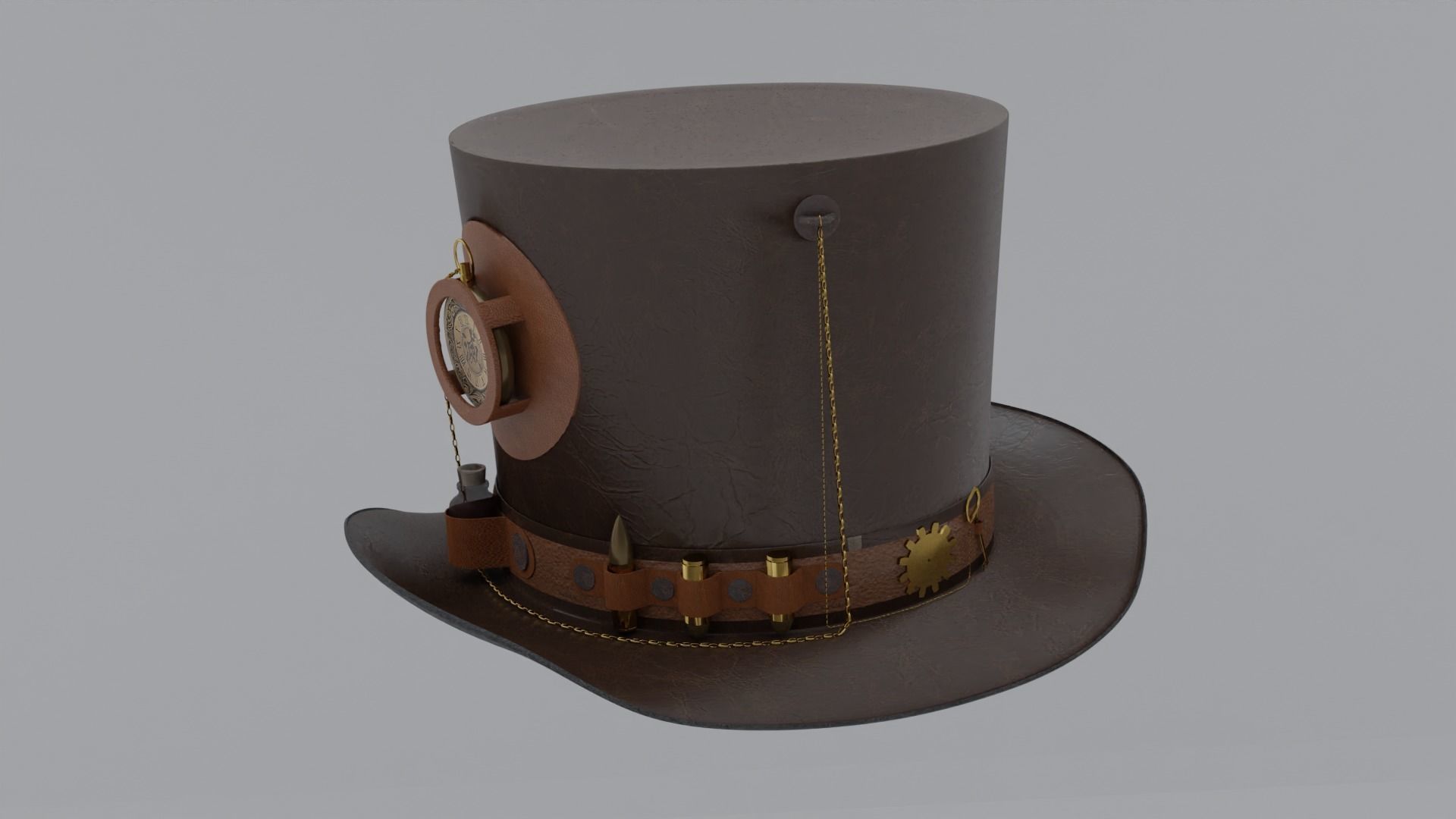 Top Hat Bullet Steampunk Low-poly 3D model_7