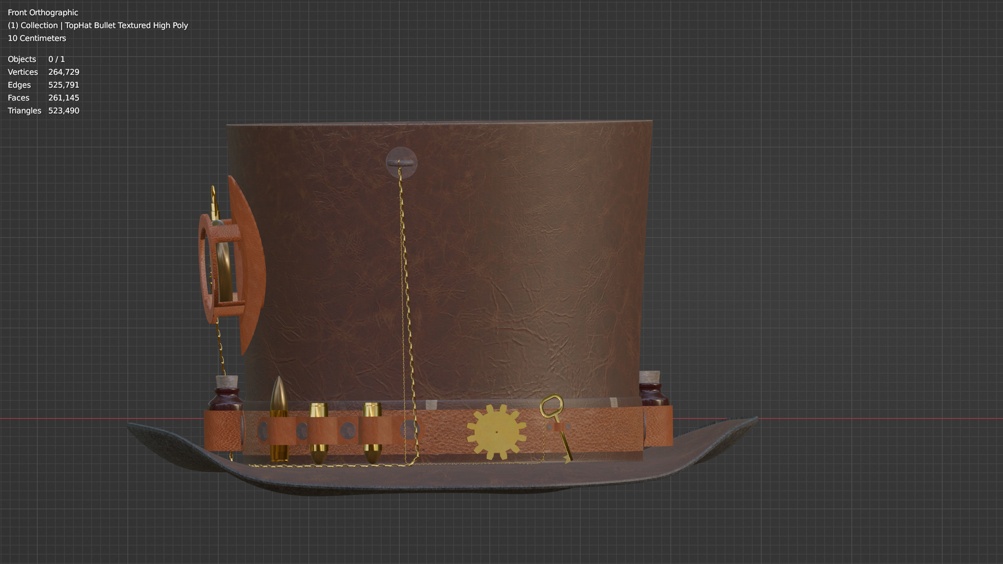 Top Hat Bullet Steampunk Low-poly 3D model_41