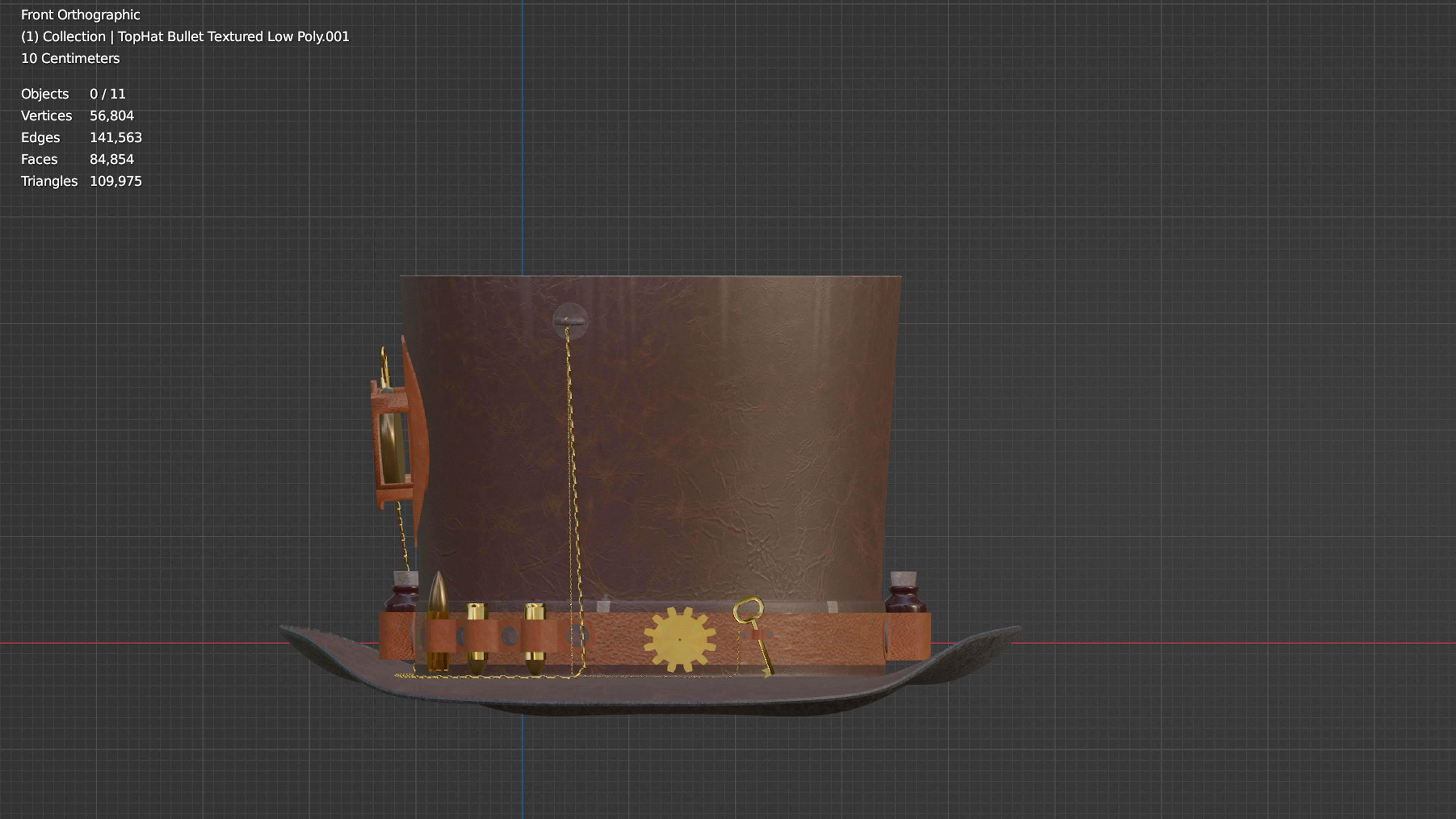 Top Hat Bullet Steampunk Low-poly 3D model_40
