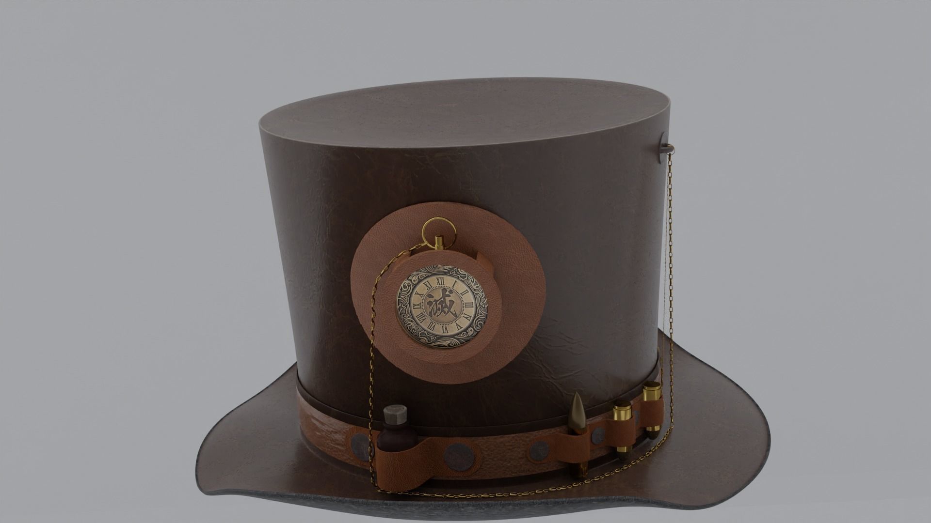 Top Hat Bullet Steampunk Low-poly 3D model_6