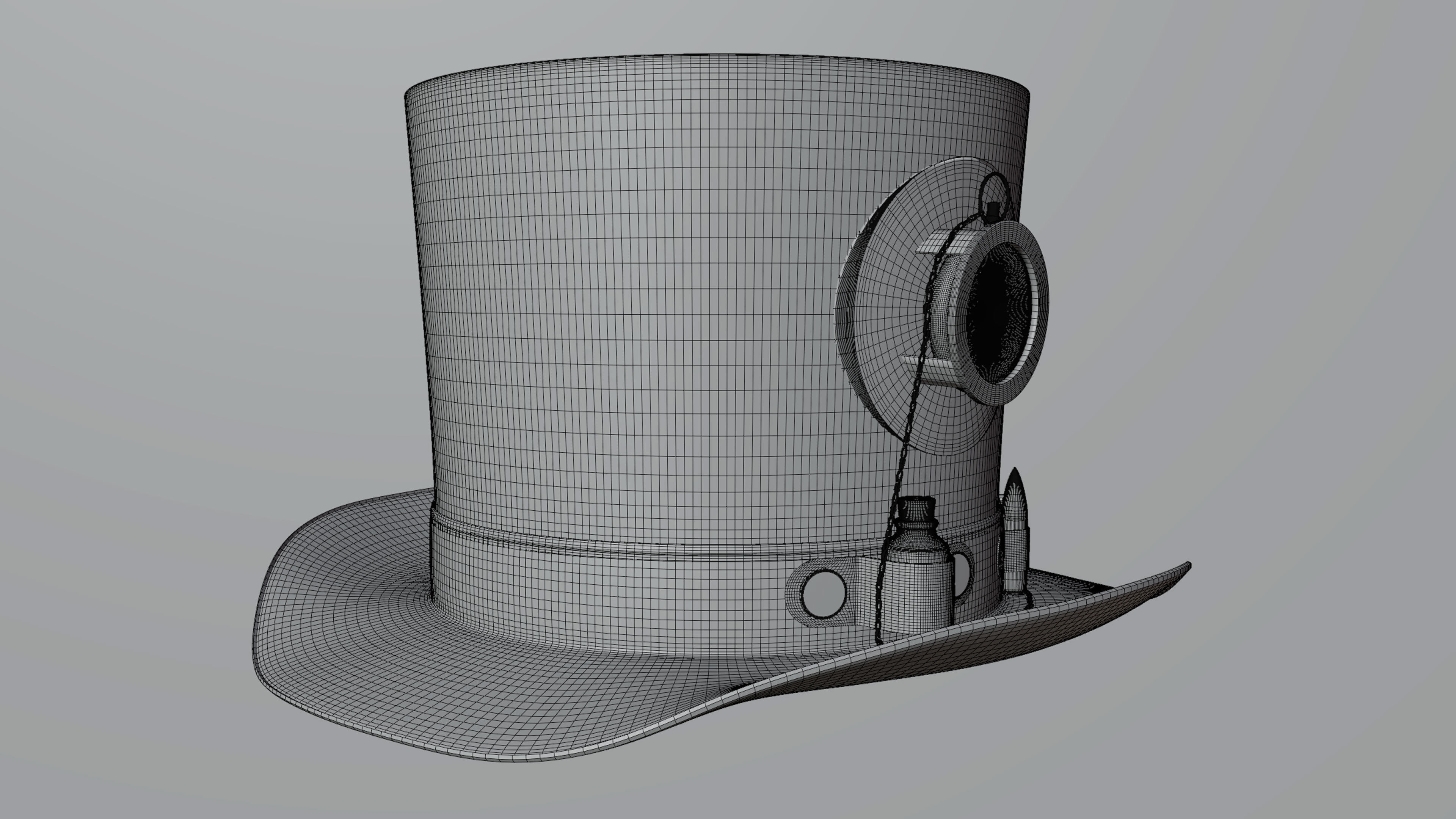Top Hat Bullet Steampunk Low-poly 3D model_18