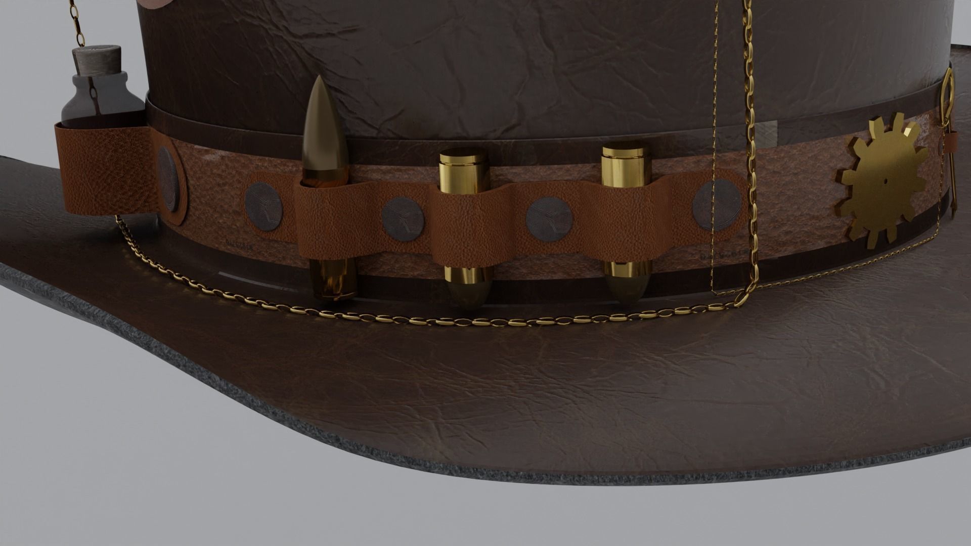 Top Hat Bullet Steampunk Low-poly 3D model_9