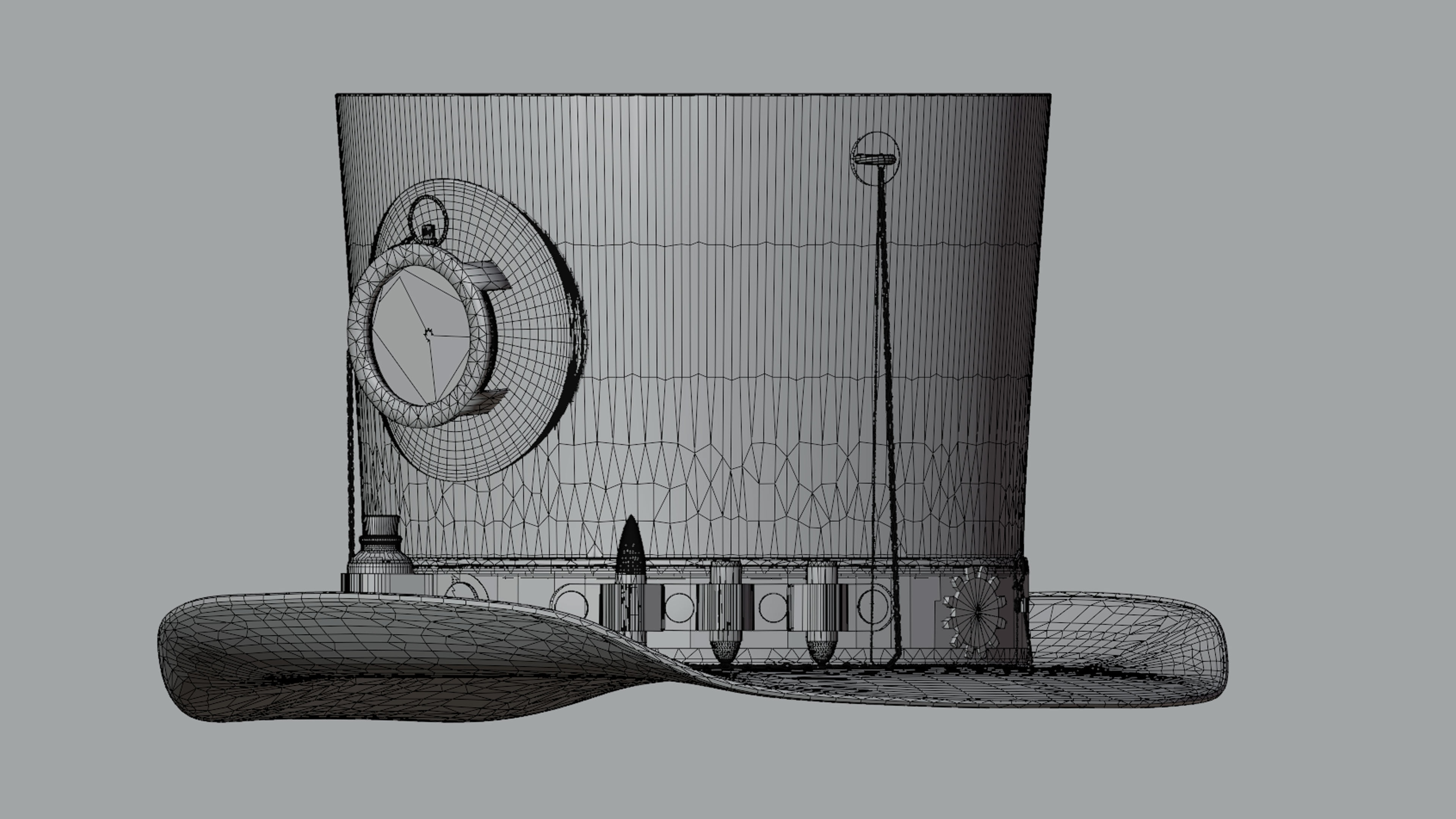 Top Hat Bullet Steampunk Low-poly 3D model_31