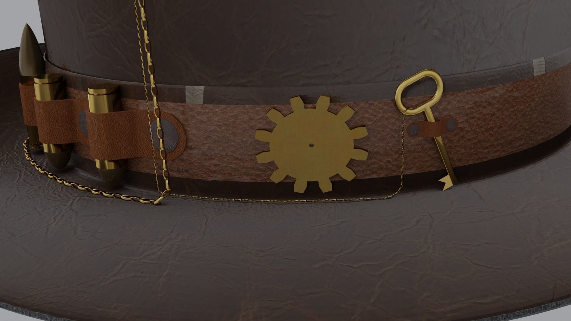 Top Hat Bullet Steampunk Low-poly 3D model_10