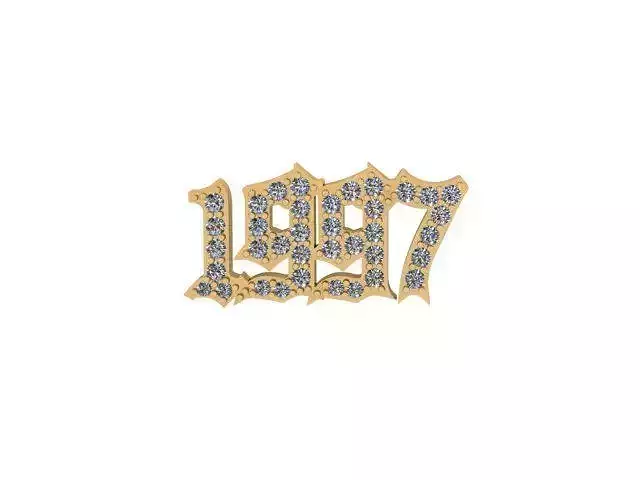 Custom Old English Diamond 1997 Year Pendant 3D print model