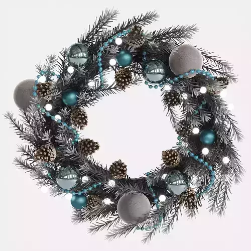 Christmas wreath with toys and pine cones