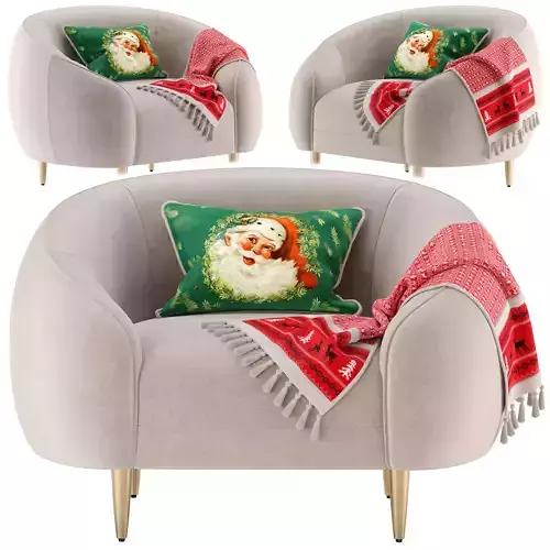 Trudy armchair with Christmas pillow and blanket