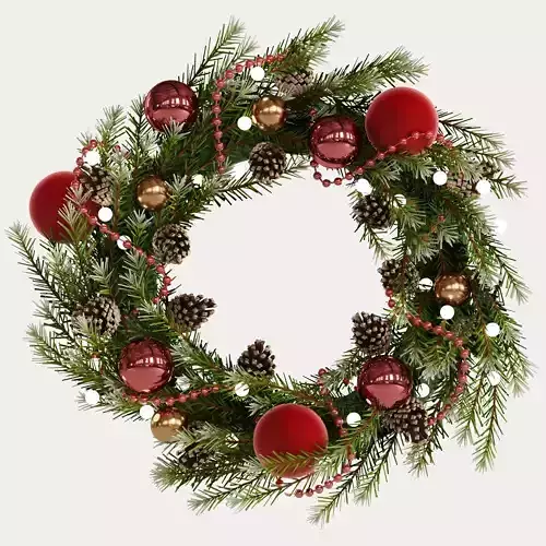 Christmas wreath with toys and pine cones