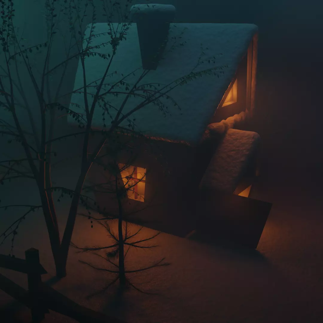 Snow House  3D Illustration 3D model_0