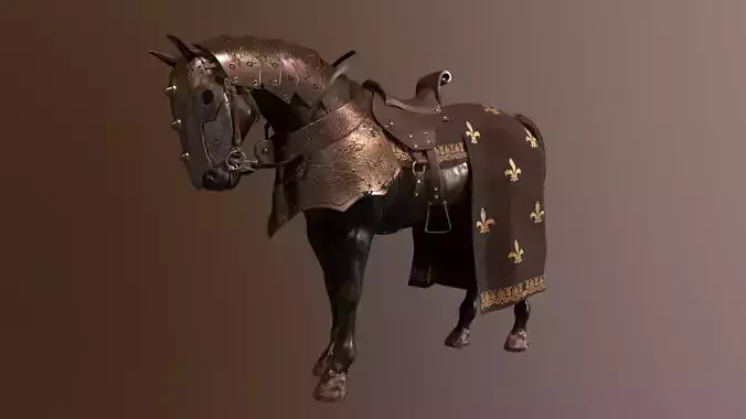 Armored Warhorse Low-poly 3D model