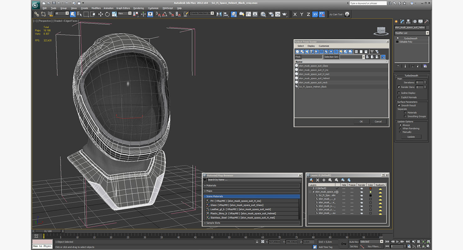 Sci-Fi Space Helmet Black 3D model_12
