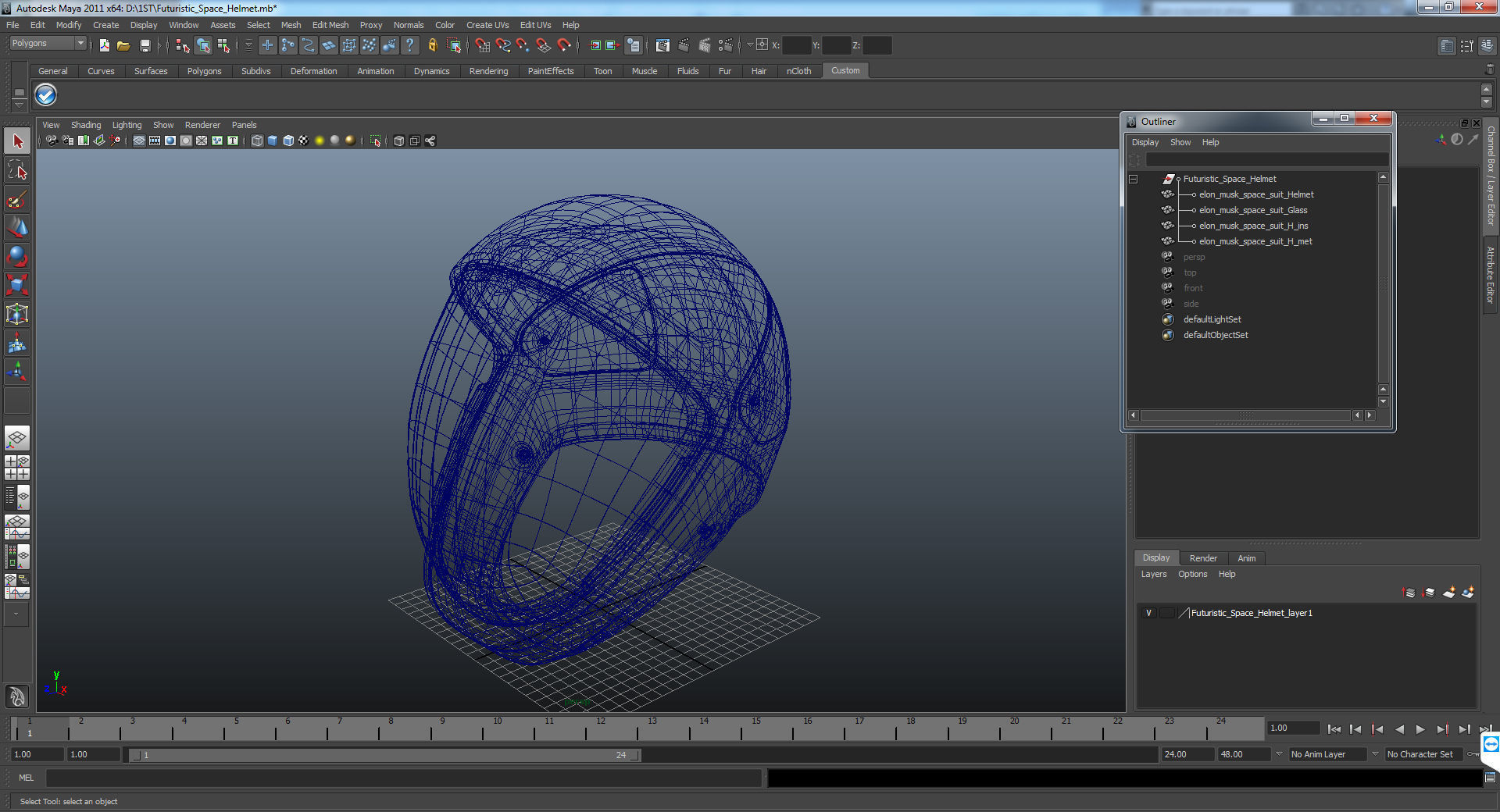 Sci-Fi Space Helmet Black 3D model_18