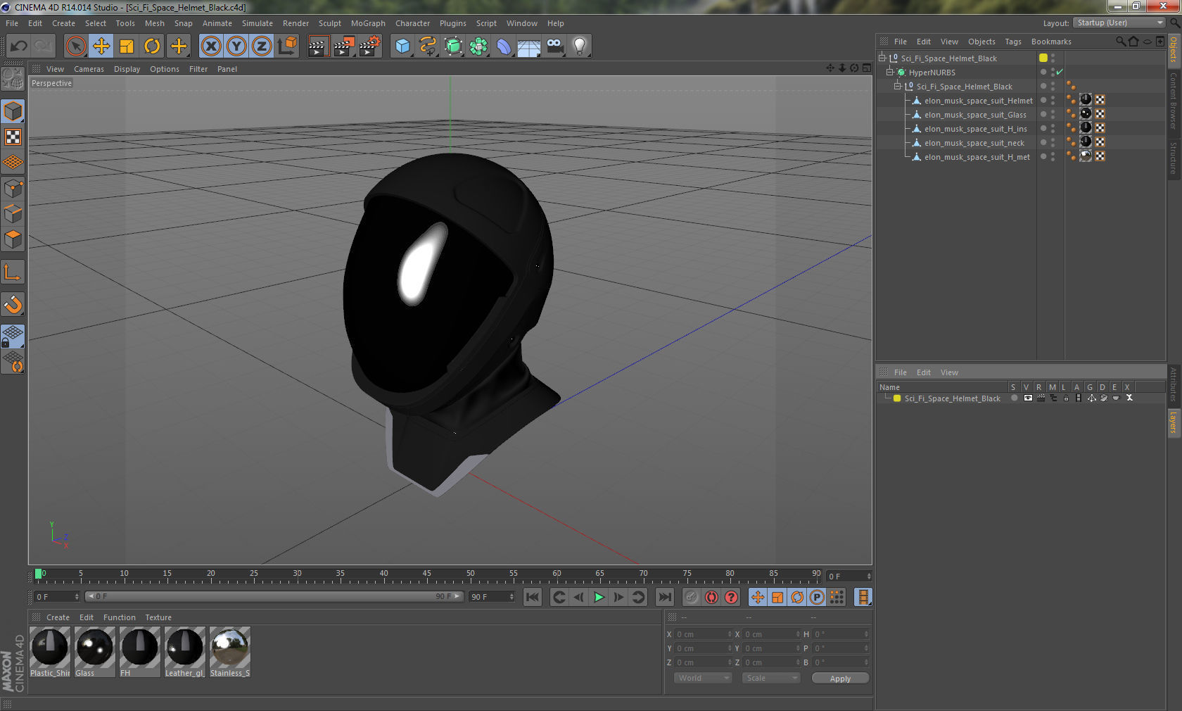 Sci-Fi Space Helmet Black 3D model_17