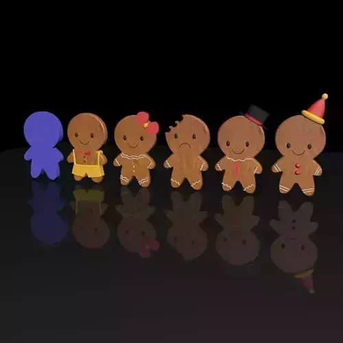 5 member Gingerbread Family