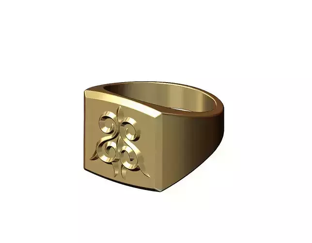 Large floral engraving signet US sizes 5to11