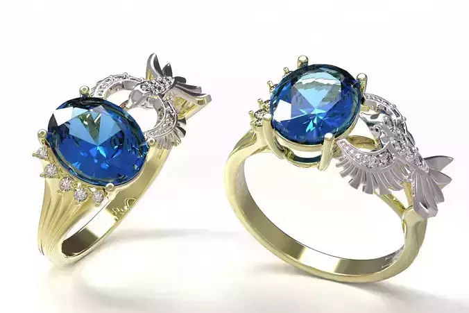 Ring sapphire and diamond