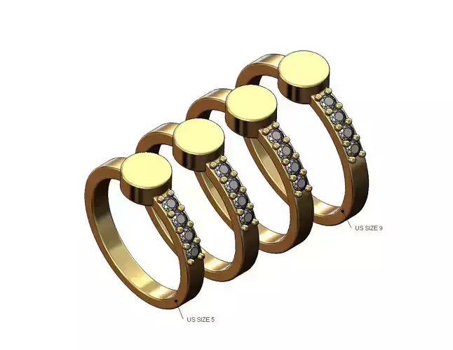 Small round signet with side diamonds US sizes 5to8