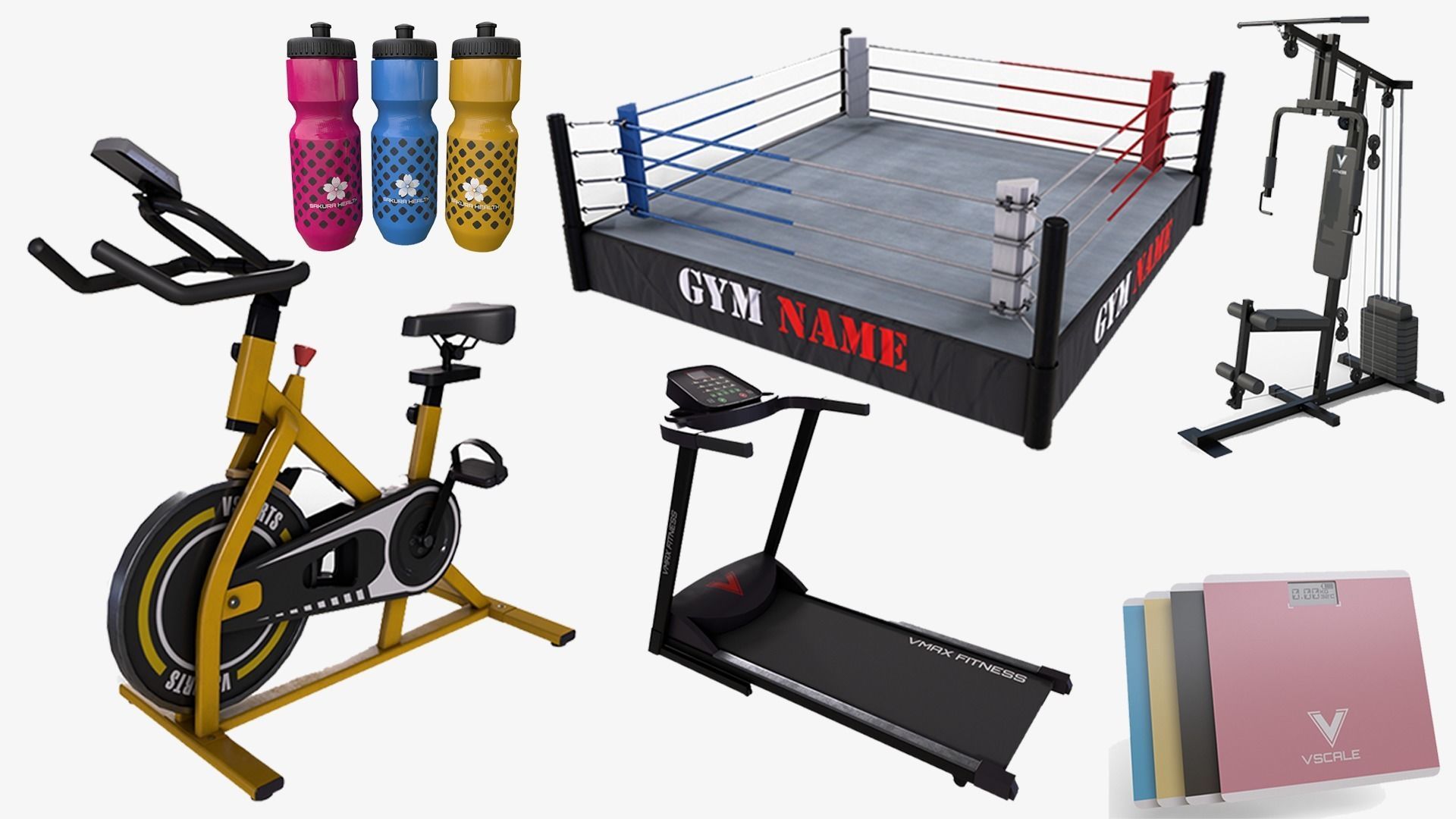PBR Gym Fitness Equipment - Mega Pack 3D Model Collection_26