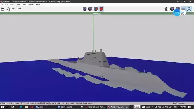 ZUMWALT navy ship in water Free 3D model