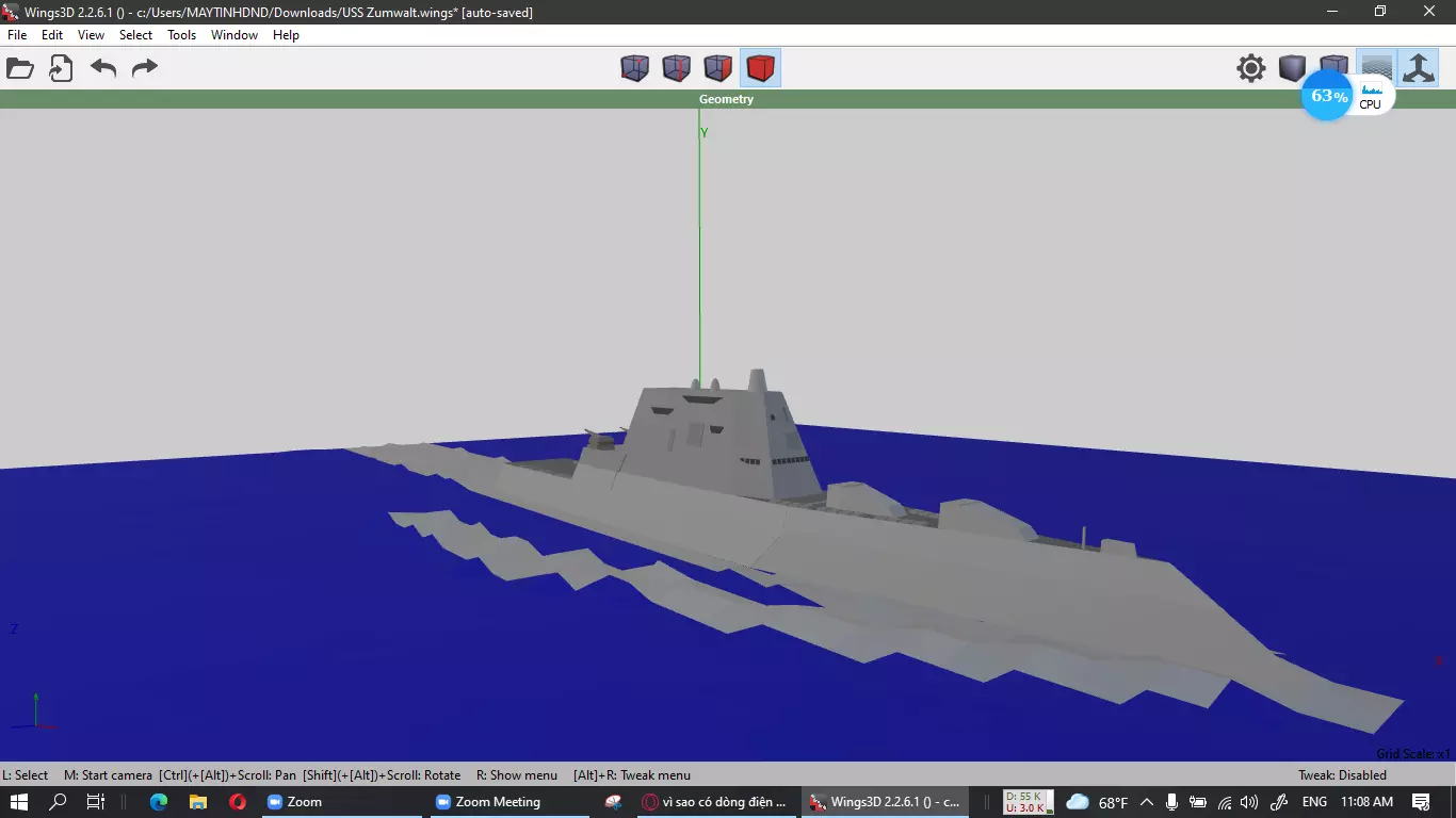 ZUMWALT navy ship in water Free 3D model