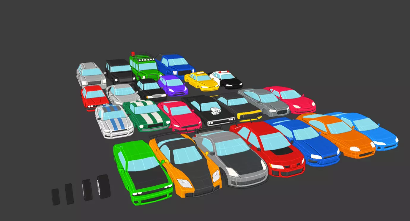 24 Car Pack Low-poly 3D model_0