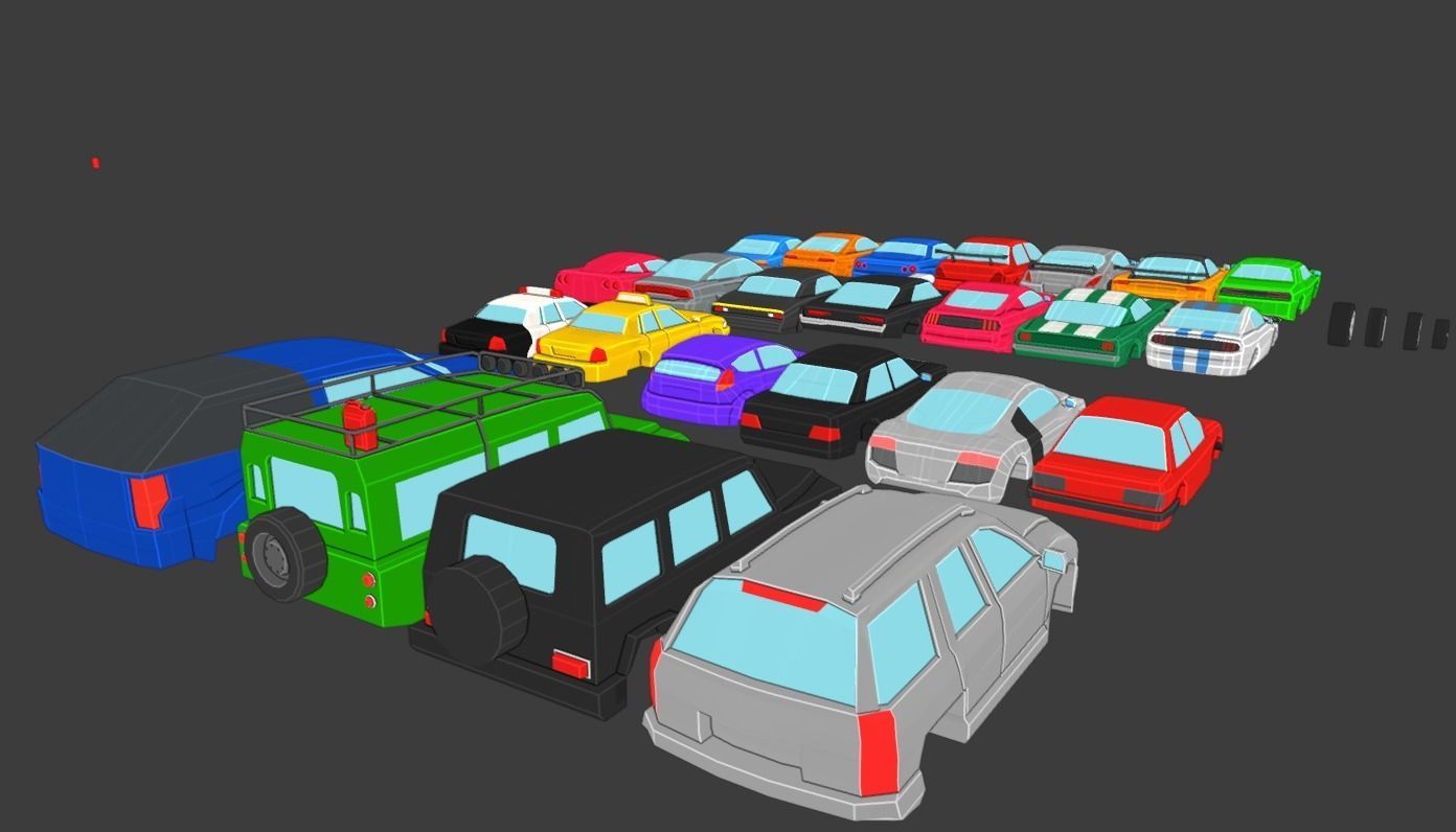 24 Car Pack Low-poly 3D model_1