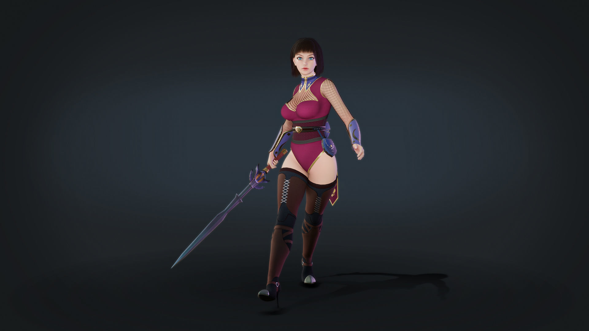 Anna Warrior Low-poly 3D model_15