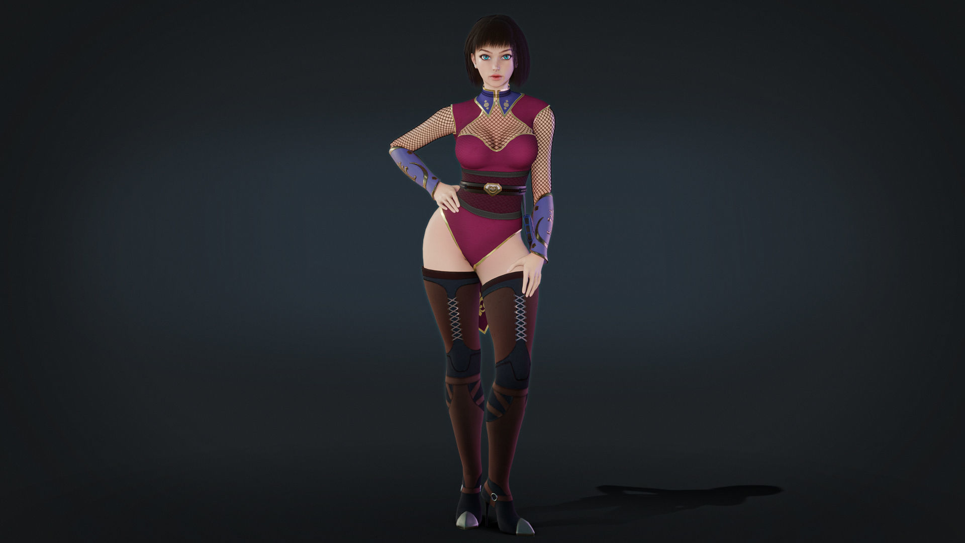 Anna Warrior Low-poly 3D model_3