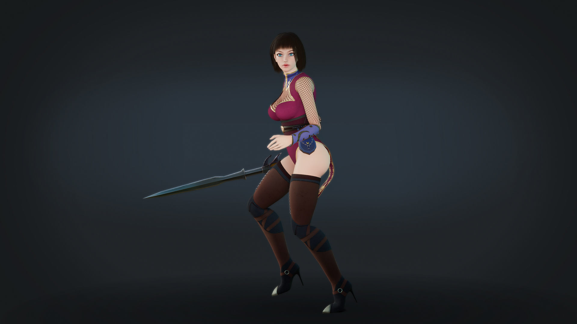 Anna Warrior Low-poly 3D model_19