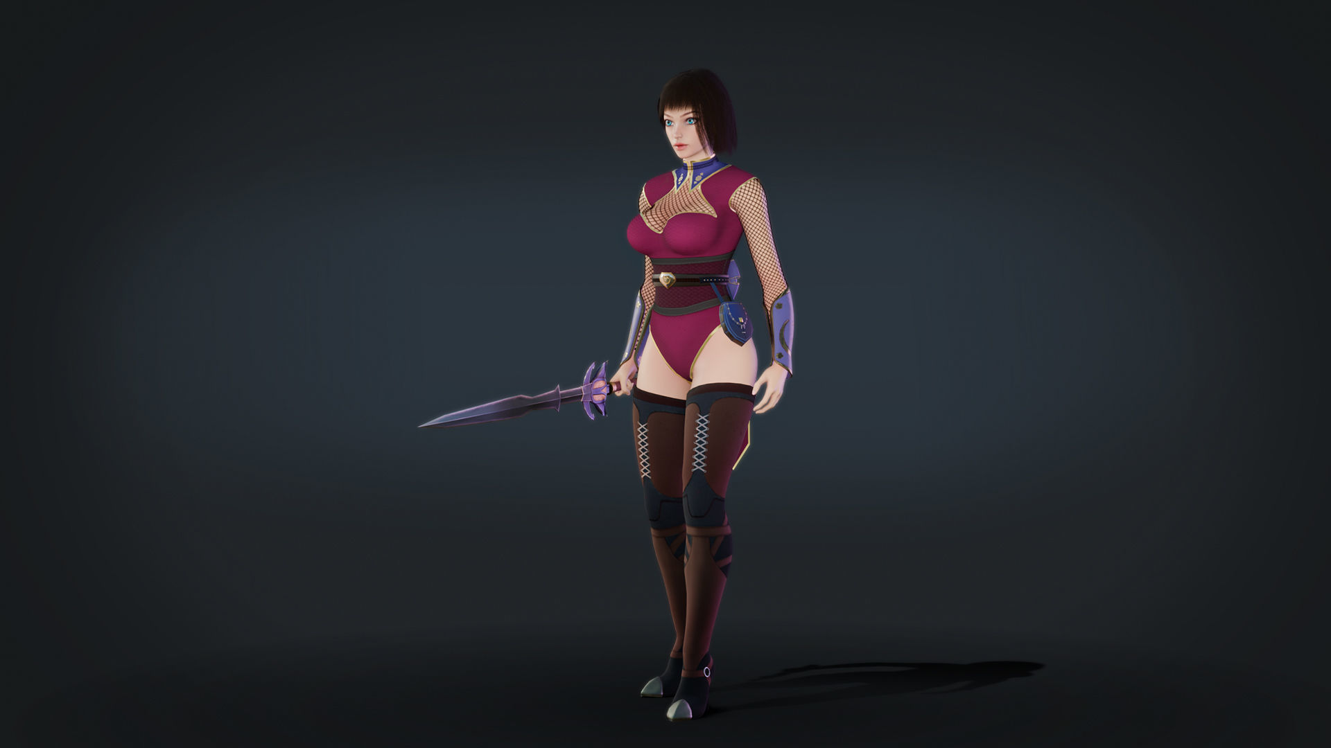 Anna Warrior Low-poly 3D model_12