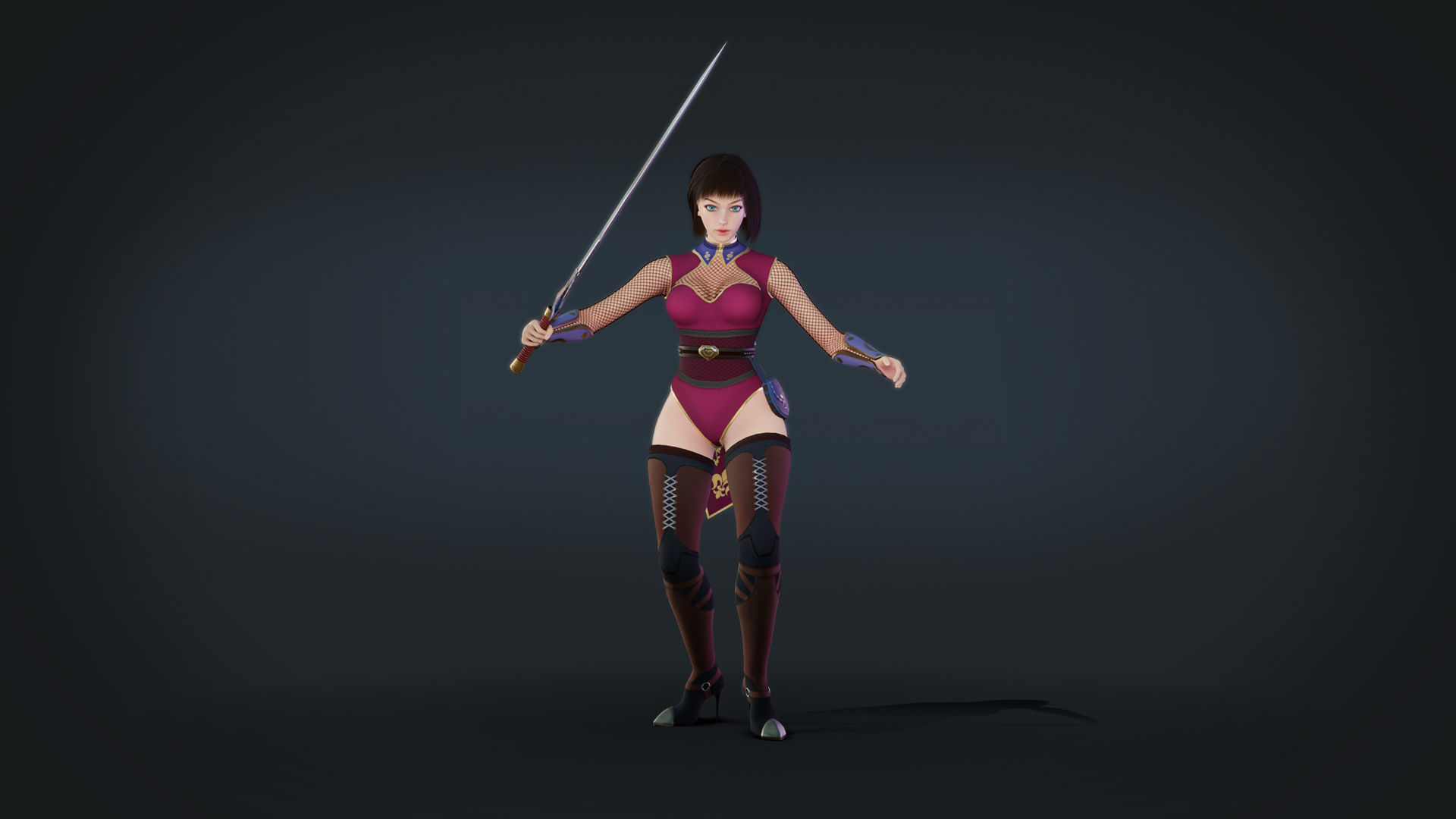 Anna Warrior Low-poly 3D model_13
