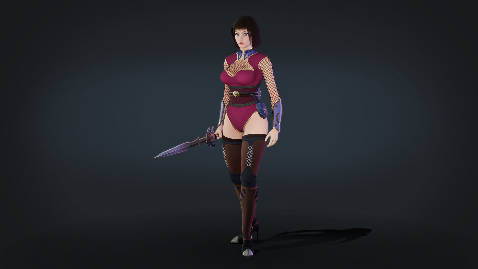 Anna Warrior Low-poly 3D model_16