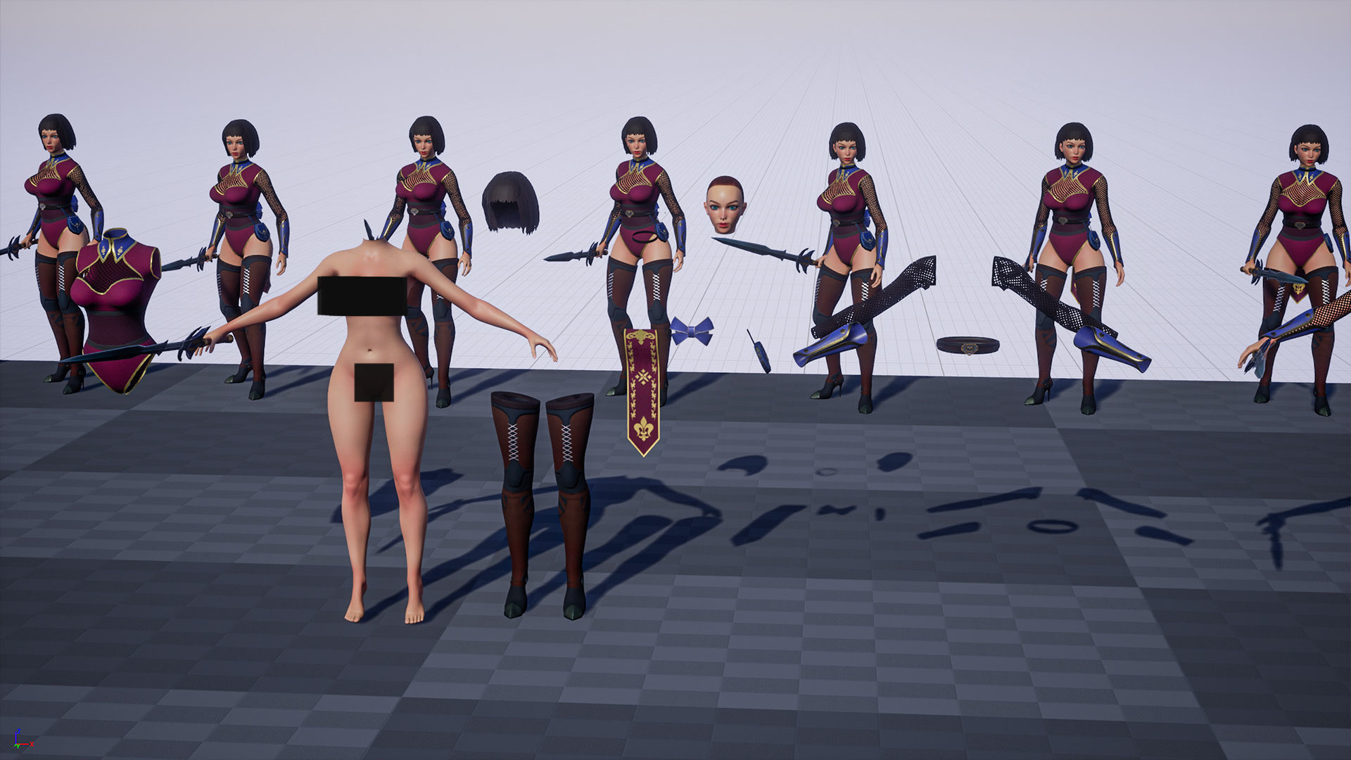 Anna Warrior Low-poly 3D model_31