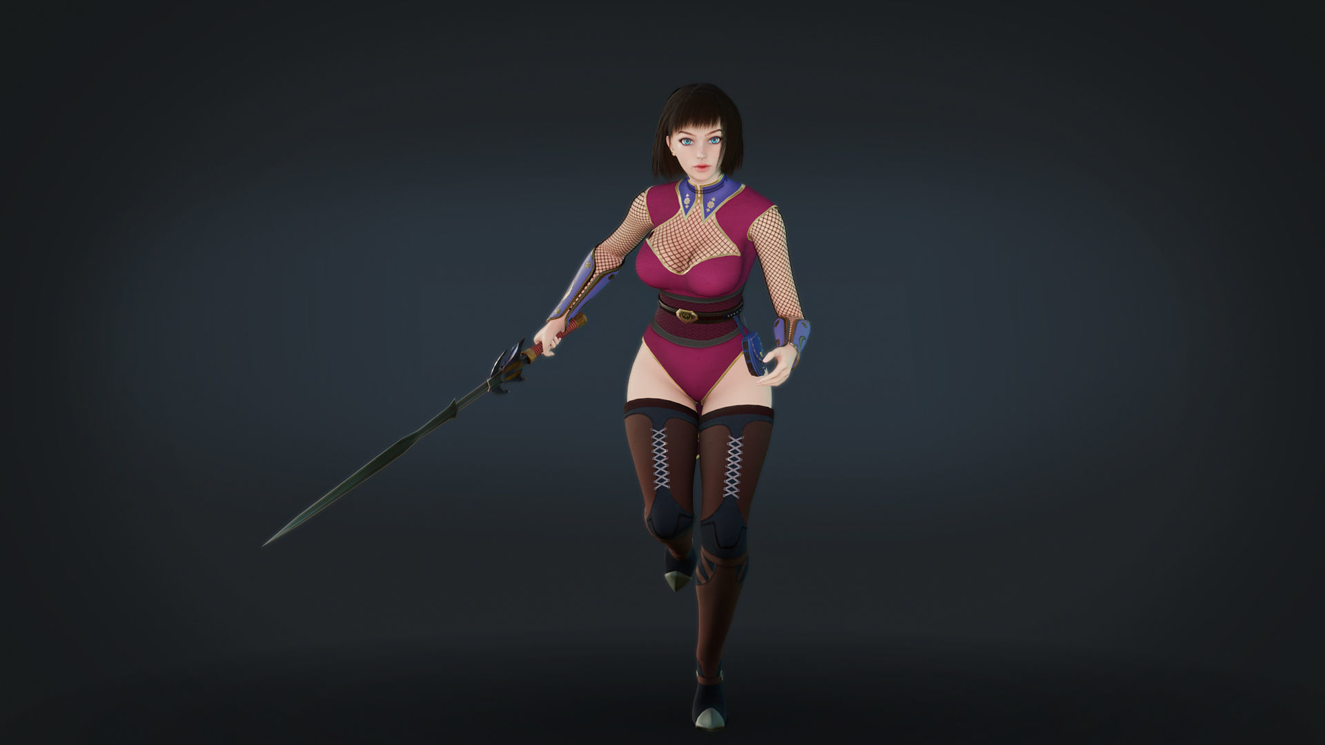 Anna Warrior Low-poly 3D model_9